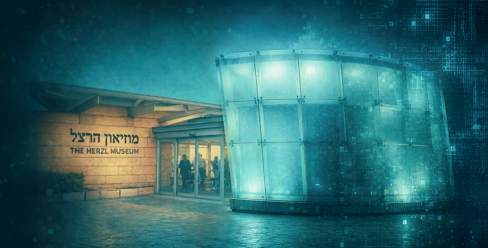הרצל על רקע מוזיאון הרצל