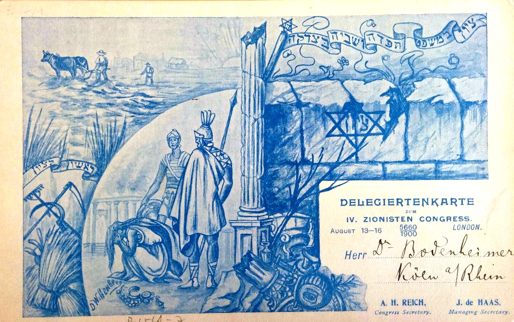 כרטיס ציר של מכס בודנהיימר לקונגרס הרביעי, לונדון, 1900 